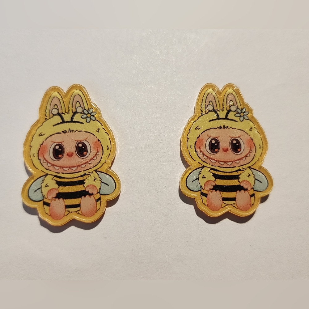 Acrylic Flatback Labub Bee  Focal Bead‎ Badge Clip Charms Keychain